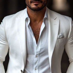 Men's Fashion Solid Color Dralon Notch Lapel Two Buttons Casual Blazer