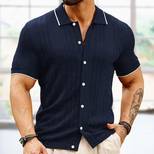 Herren-POLO-Shirt mit Revers und Kontrastfarbe, einreihig