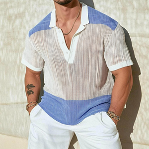Lässiges Herren-Poloshirt mit kontrastierendem Revers und lockerem Single-Strick