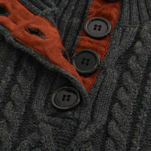 Herren-Strickpullover mit Zopfmuster und Stehkragen im Vintage-Stil