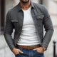 Men's Spring And Autumn Dark Gray Twill Lapel Jacket MTA2053C8U