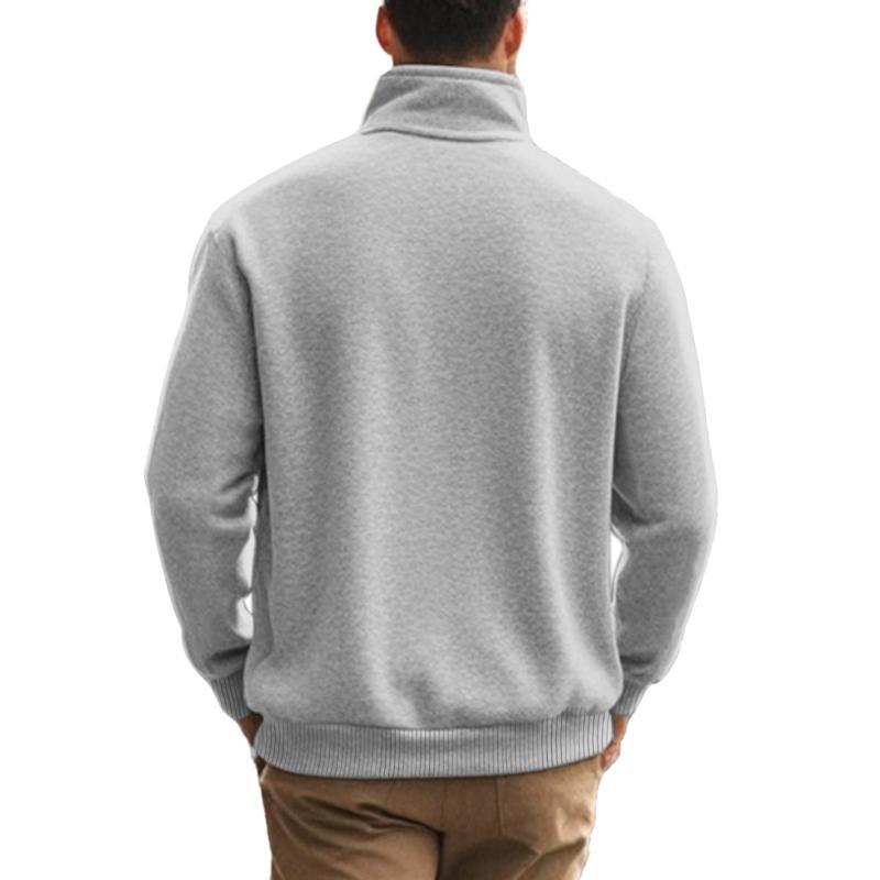 Men's Casual Zipper Stand Collar Solid Color Sweatshirt