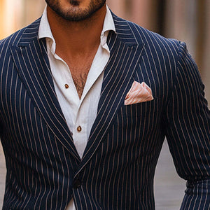 Men's Striped Casual Single Breasted Blazer
