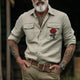 Herren Retro Casual Western Cowboy Besticktes Langarmhemd