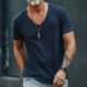 Herren-Cargo-T-Shirt mit V-Ausschnitt und Brusttasche, kurzärmlig