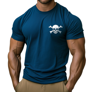 Herren-T-Shirt mit Rundhalsausschnitt und kurzen Ärmeln im Retro-Stil und Totenkopf-Print