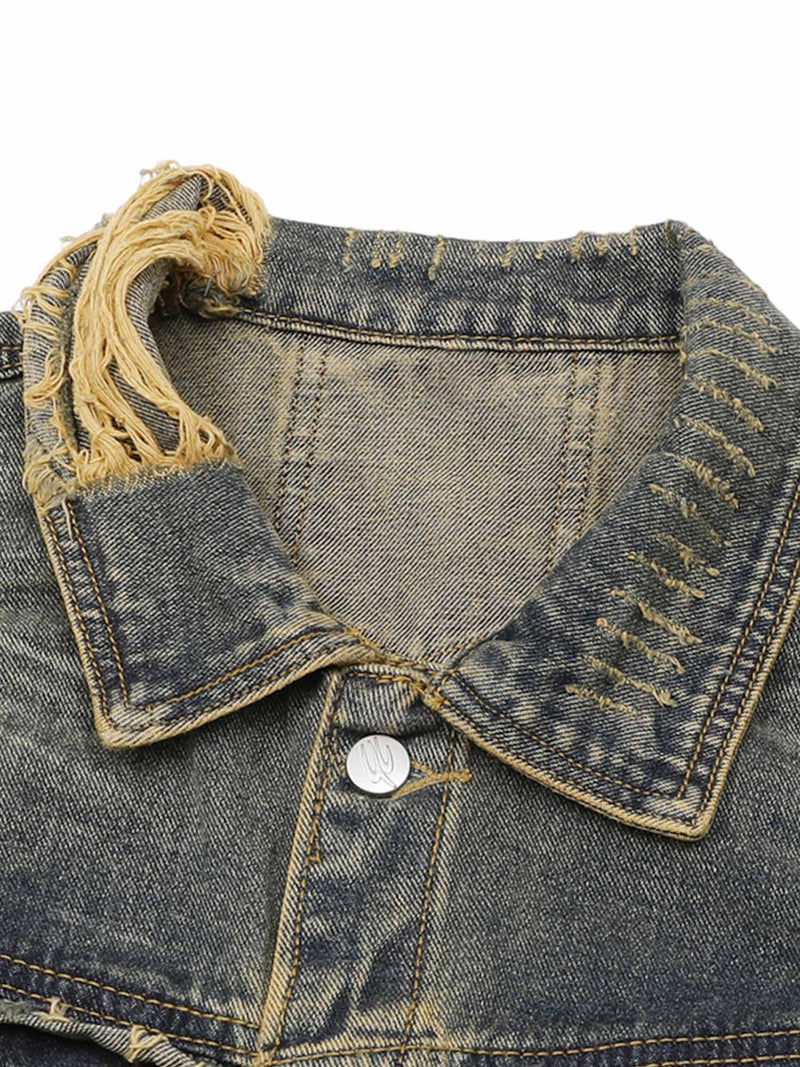 Distressed Washed Denim Jacket