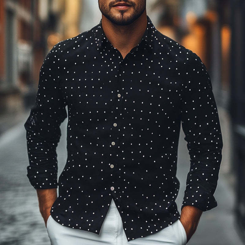 Herren Freizeithemd mit gestricktem Revers und Rautenmuster