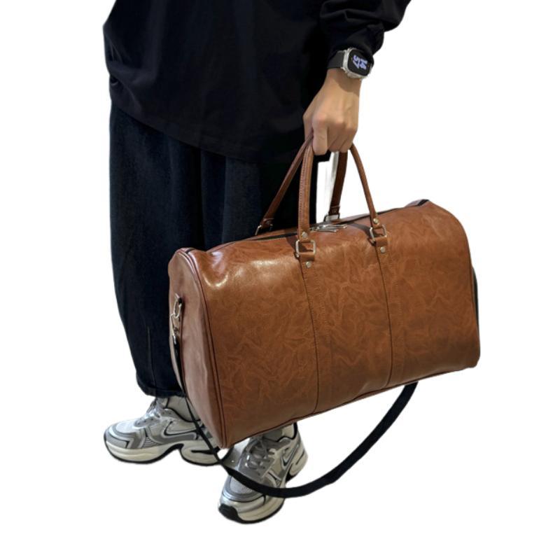 Men's Vintage Large Capacity Leather Sports Fitness Travel Bag
