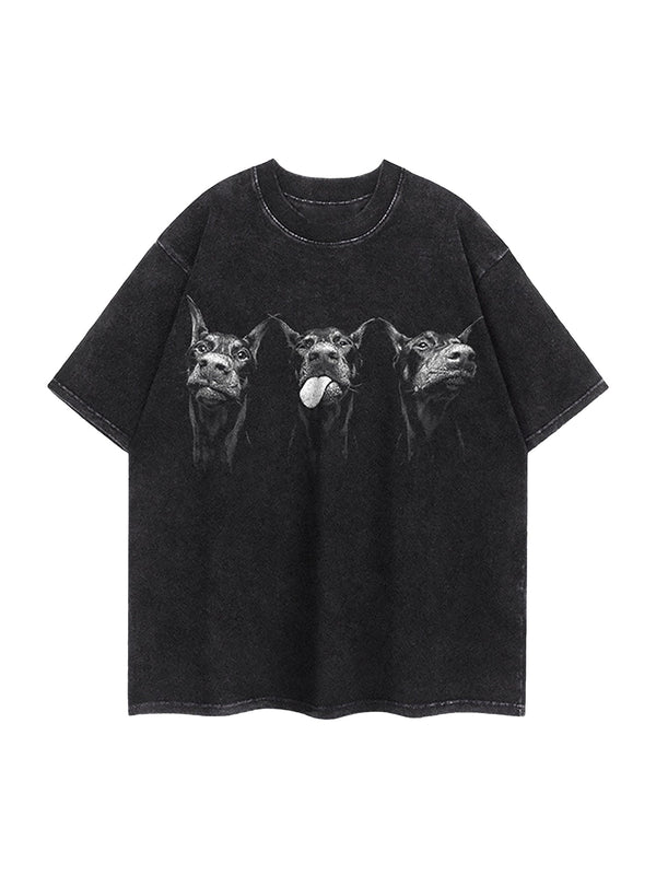 Doberman Print Washed Vintage T-shirt