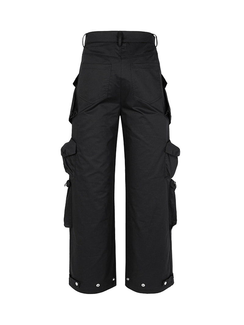 Multi-Pocket Casual Workwear Wide Leg Pants