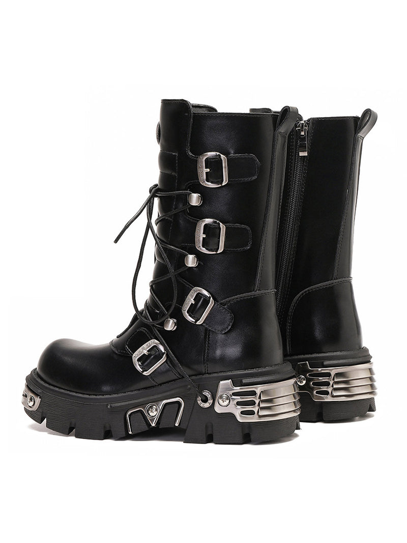 Metal Punk Style Workwear Platform Boots