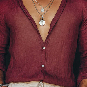 Schlichtes, einfarbiges Langarmhemd für Herren