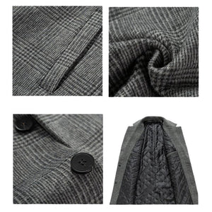 Men's Mid-length Lapel Plaid Woolen Coat