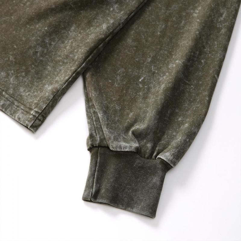 Men's Cotton Washed Distressed Long-sleeved T-shirt