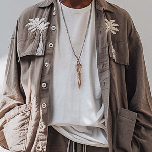 Besticktes Langarm-Freizeithemd für Herren 