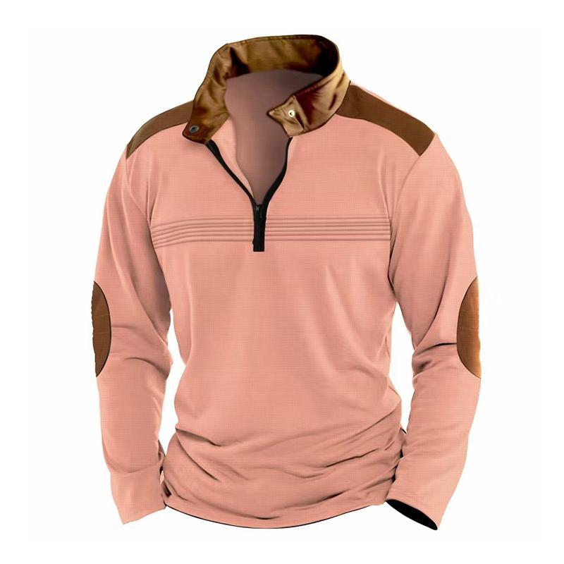 Herren Colorblock Reißverschluss Stehkragen Langarm Casual Sweatshirt