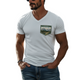 Lässiges Herren-T-Shirt aus Baumwolle mit V-Ausschnitt und Tasche der Yellowstone-Serie, kurzärmelig