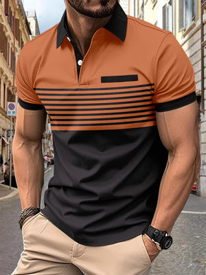 Herren-Poloshirt mit Reißverschluss und Streifen