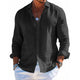 Men's Cotton And Linen Casual Solid Color Lapel Shirt