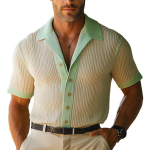 Men's Spring Fashion Woven Slim Short Sleeve Shirt