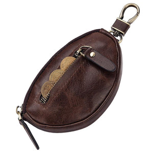 Men's Classic Cowhide Car Key Zipper Wallet