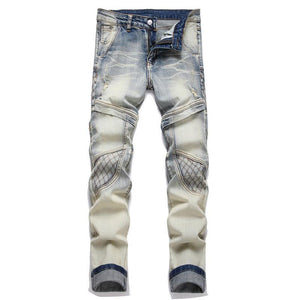 Zerrissene Stretchjeans im Punk-Patchwork-Stil für Herren