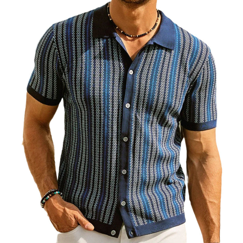 NEW STRIPED JACQUARD BUSINESS POLO SHIRT