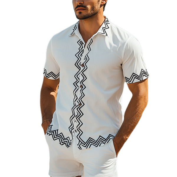 Herrenmode Lässiges Kurzarmhemd mit Aufdruck für Frühling und Sommer