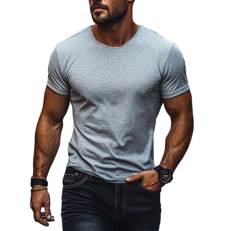 Men's Cotton Blend Crew Neck Short Sleeve T-Shirt