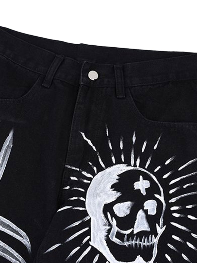 Skull Centipede Print Casual Pants