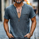 Men's Spring Distressed Half-Zip Casual Skin-Friendly T-Shirt