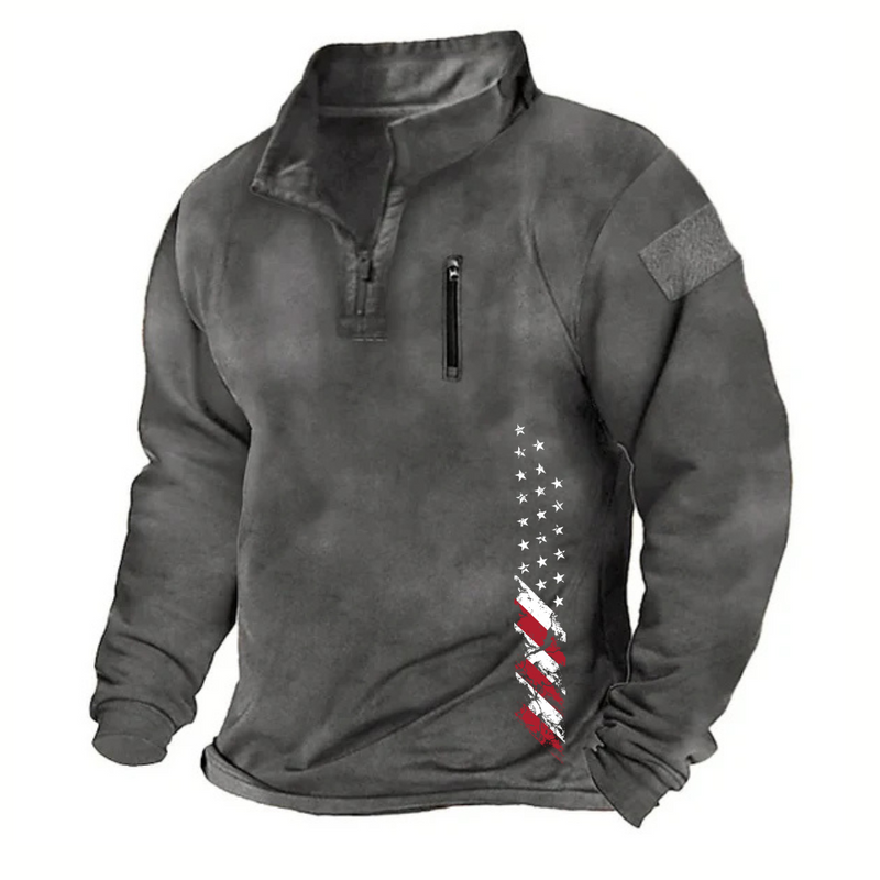 USA FLAG LOOSE SOLID COLOR OUTDOOR WARM AND BREATHABLE TACTICAL MEN'S HOODIE SWEATSHIRT