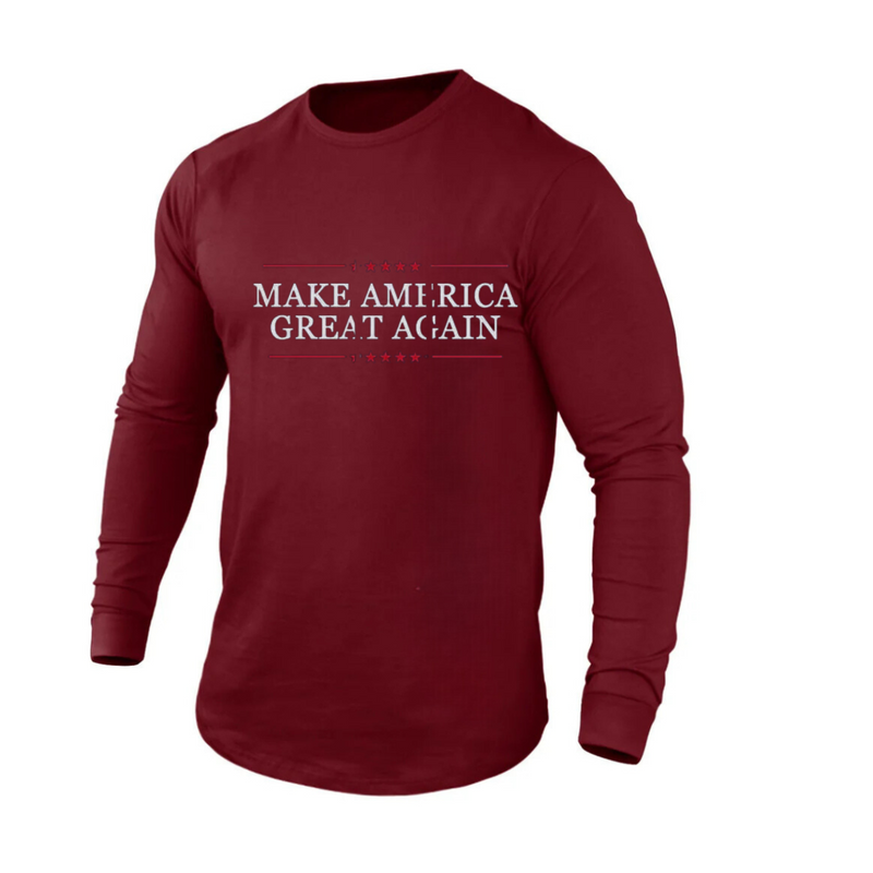 MAKE AMERICA GREAT AGAIN 100% COTTON RAGLAN GRAPHIC LONG SLEEVE T-SHIRT