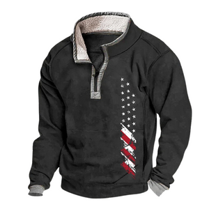 USA FLAG Lässiges Sweatshirt, Stehkragen, Reißverschluss, Fleece-Sweatshirt