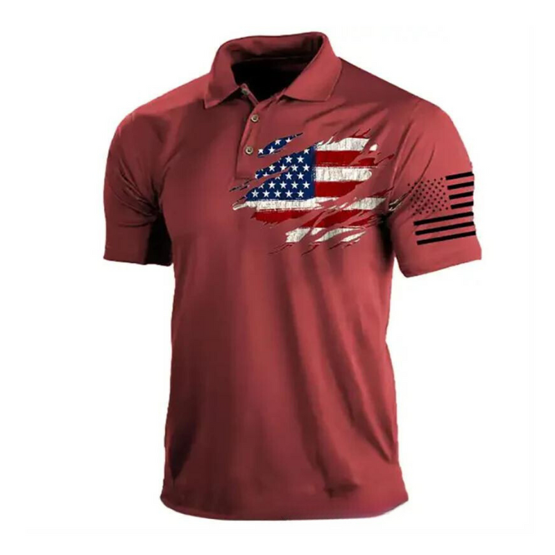 USA FLAG CASUAL PULLOVER POLO SHIRT