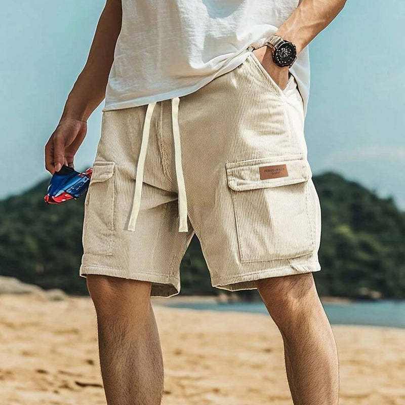 Men's Solid Corduroy Cargo Shorts
