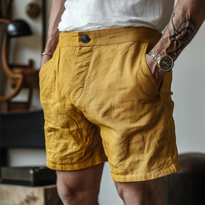 Men's Casual Comfortable Breathable Cotton Linen Suit Shorts