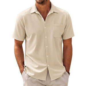 Men's Casual Cotton Blend Short Sleeve Shirt