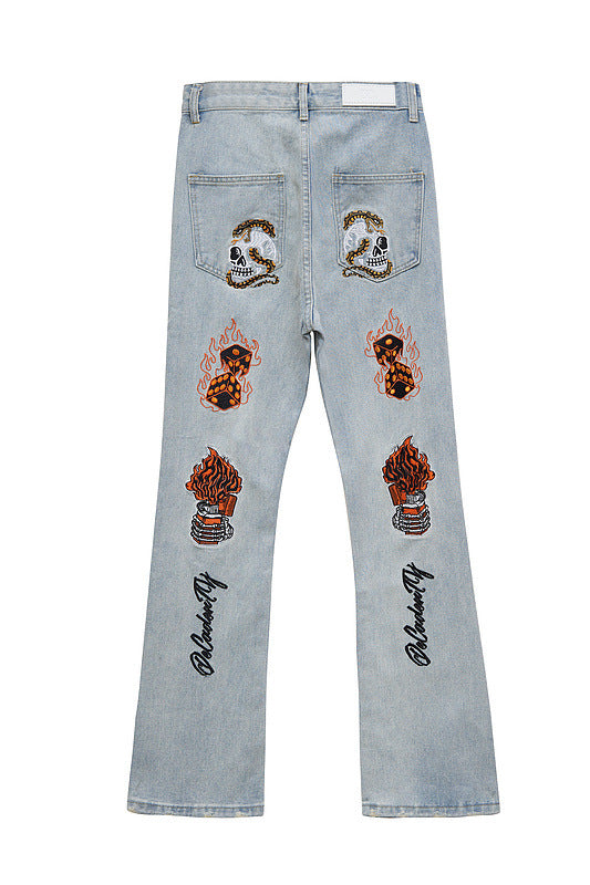 High Street Embroidery Retro Jeans