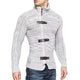 Men's Casual Stand Collar Zipper Cable Knitted Slim Cardigan