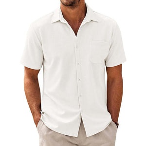 Men's Casual Cotton Blend Short Sleeve Shirt