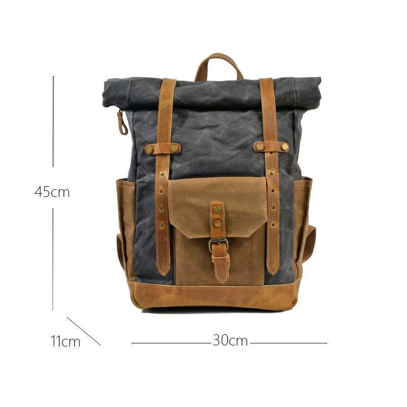 Men's Vintage Contrast Waterproof Canvas Multi-Pocket Backpack