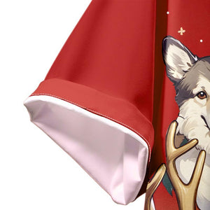 Men's Vintage Casual Santa Claus Christmas Lapel Short Sleeve Shirt