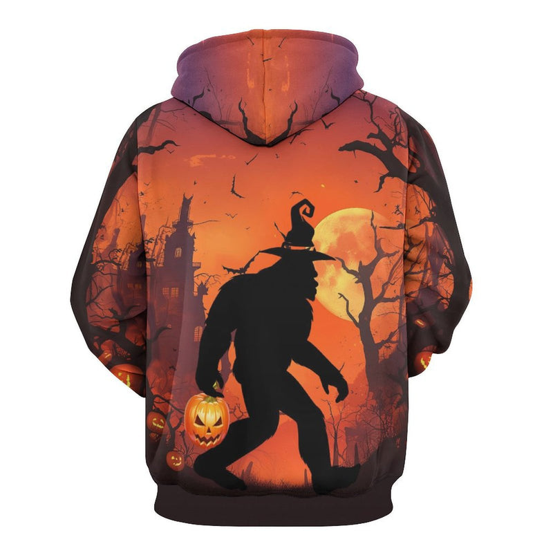 HALLOWEEN BIGFOOT PRINTED PERSONALIZED LOOSE MEN'S HOODIE HOODIE