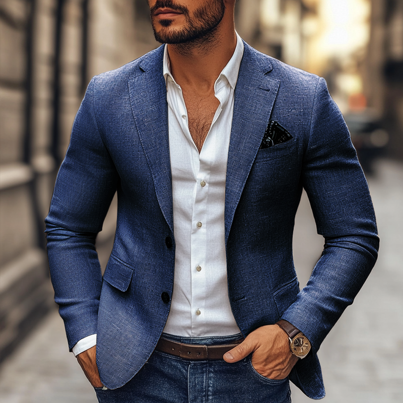 Modischer Herrenblazer mit Revers und zwei Knöpfen