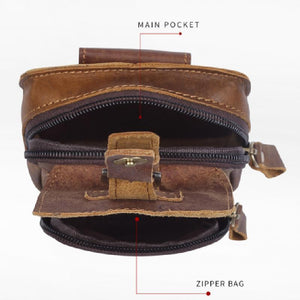 Verschleißfeste Gürteltasche aus Leder für Herren im Freien mit Reißverschluss