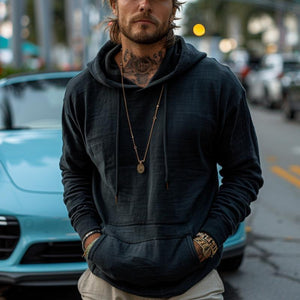 Herren Retro Solid Kängurutasche Hoodie