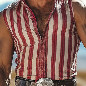 Herren-Tanktop mit vertikalen Streifen im Retro-Slim-Fit