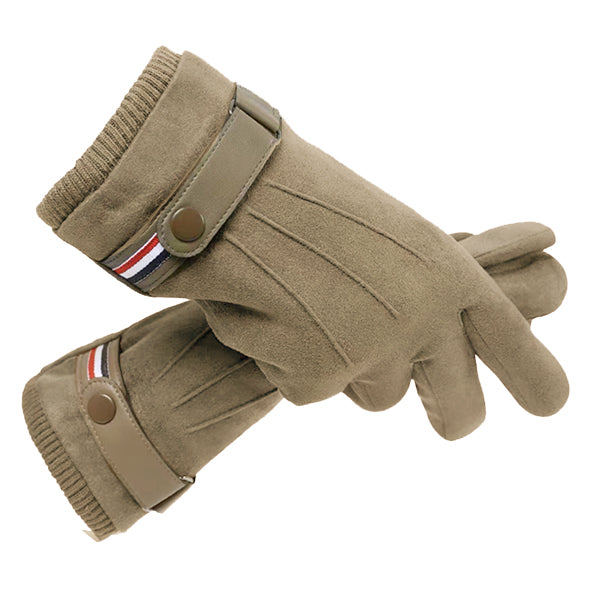 Suede Men Guantes Gloves Winter Touch Screen Keep Warm Windproof Driving Thick Cashmere Anti Slip Outdoor Male Leather